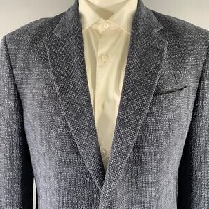 EMPORIO ARMANI Size 46 Navy Grey Textured Wool Blend Sport Coat